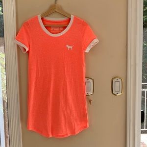 PINK nightdress sleepshirt neon orange short sleeves XS